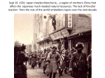 Sept 19. 1931: Japan invades Manchuria, , a region of northern