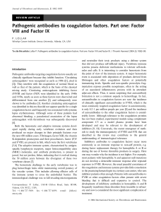 Pathogenic antibodies to coagulation factors. Part one: Factor VIII