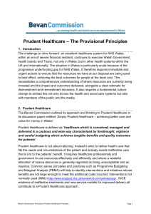 Prudent Healthcare – The Provisional Principles