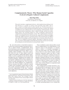 Complementarity Theory - UCLA Division of Social Sciences