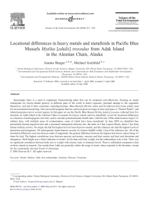 Locational differences in heavy metals and metalloids in Pacific Blue