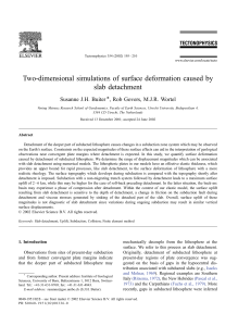 Two-dimensional simulations of surface deformation caused by slab