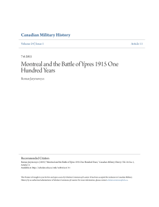 Montreal and the Battle of Ypres 1915 One Hundred Years