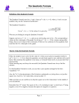 Definition of the Quadratic Formula