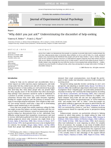 “Why didn`t you just ask?” Underestimating the discomfort of help