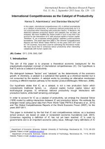 international competitivenss as a catalyst of productivity