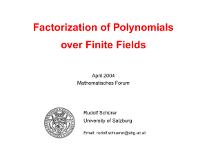 Factorization of Polynomials over Finite Fields