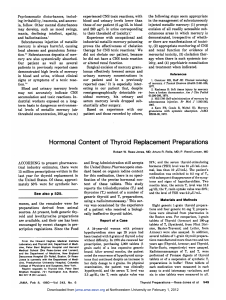 Hormonal Content of Thyroid Replacement Preparations
