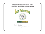 LPSS MATHCOUNTS 2004–2005 Lecture 1: Arithmetic Series—4/6/04