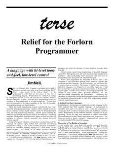 Relief for the Forlorn Programmer