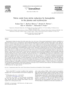 Nitric oxide from nitrite reduction by hemoglobin in the plasma and