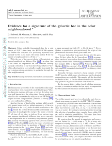 Evidence for a signature of the galactic bar in the solar neighbourhood