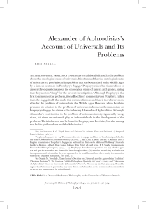 Alexander of Aphrodisias`s Account of Universals and
