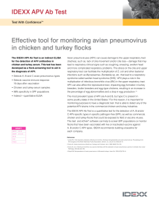 IDEXX APV Ab Test Effective tool for monitoring avian pneumovirus