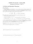 MATH 135 Calculus 1, Spring 2016 1.2 Linear and Quadratic
