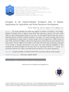 Droughts in the Sudano-Sahelian Ecological Zone of Nigeria