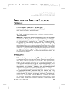 PARTITIONING OF TIME AS AN ECOLOGICAL RESOURCE Noga