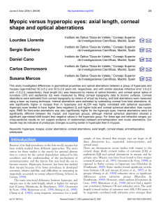 Myopic versus hyperopic eyes: axial length, corneal shape and