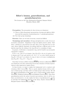 Ribet`s lemma, generalizations, and pseudocharacters