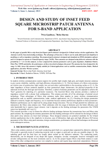design and study of inset feed square microstrip patch