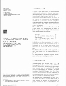 voltammetric studies of vitamin k3 in acid aqueous solution