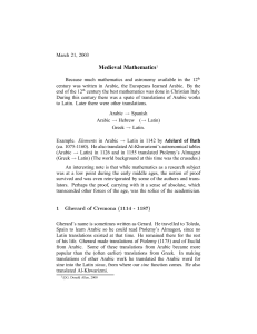 Medieval Mathematics and Mathematicians