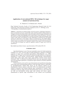 Application of conventional HPLC RI technique for sugar analysis in