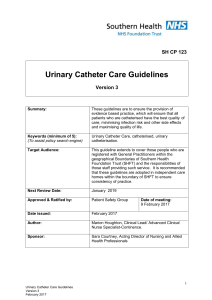 Urinary Catheter Care Guidelines