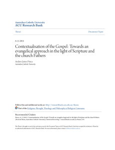Contextualisation of the Gospel: Towards an