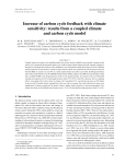 Increase of carbon cycle feedback with climate sensitivity