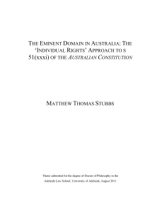 THE EMINENT DOMAIN IN AUSTRALIA