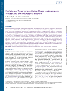 Evolution of Synonymous Codon Usage in Neurospora tetrasperma