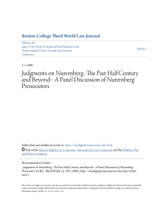Judgments on Nuremberg: The Past Half Century and Beyond-