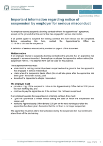 Form: Notice of suspension by employer for serious misconduct