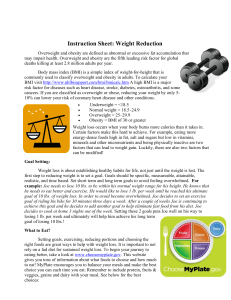 Instruction Sheet: Weight Reduction