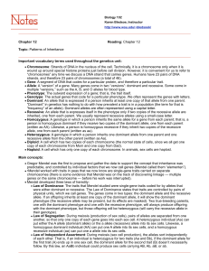 Chapter 12 Topic: Patterns of Inheritance Reading: Chapter 12