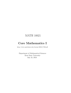 MATH 10021 Core Mathematics I - Department of Mathematical