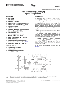 14-Bit, Dual, Parallel Input, Multiplying Digital-to