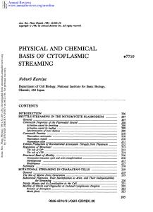 Physical and Chemical Basis of Cytoplasmic Streaming