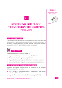 21 screening for blood transfusion transmitted diseases