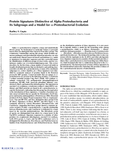 Protein Signatures Distinctive of Alpha Proteobacteria and Its