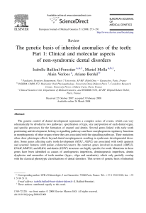 The genetic basis of inherited anomalies of the teeth: Part 1: Clinical