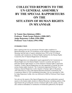 Collected reports to the UN General Assembly by the Special