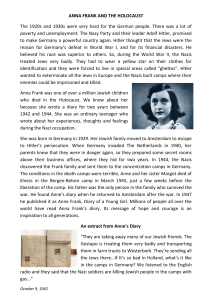 ANNA FRANK AND THE HOLOCAUST The 1920s