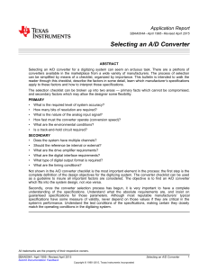 Selecting an A/D Converter (Rev. A)