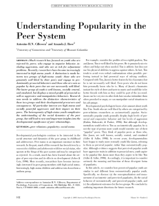 Understanding Popularity in the Peer System