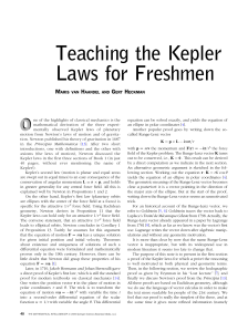 Teaching the Kepler Laws for Freshmen