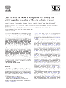 Local functions for FMRP in axon growth cone motility and activity