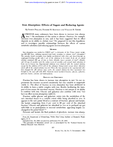 Iron Absorption : Effects of Sugars and Reducing Agents