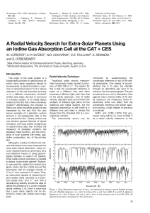 A Radial Velocity Search for Extra-Solar Planets Using an Iodine